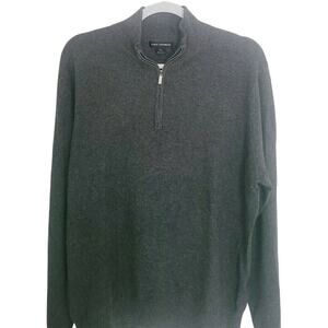 State Cashmere Half‎ Zip Mock Neck Pullover 100% Pure Cashmere Polo Sweater XL